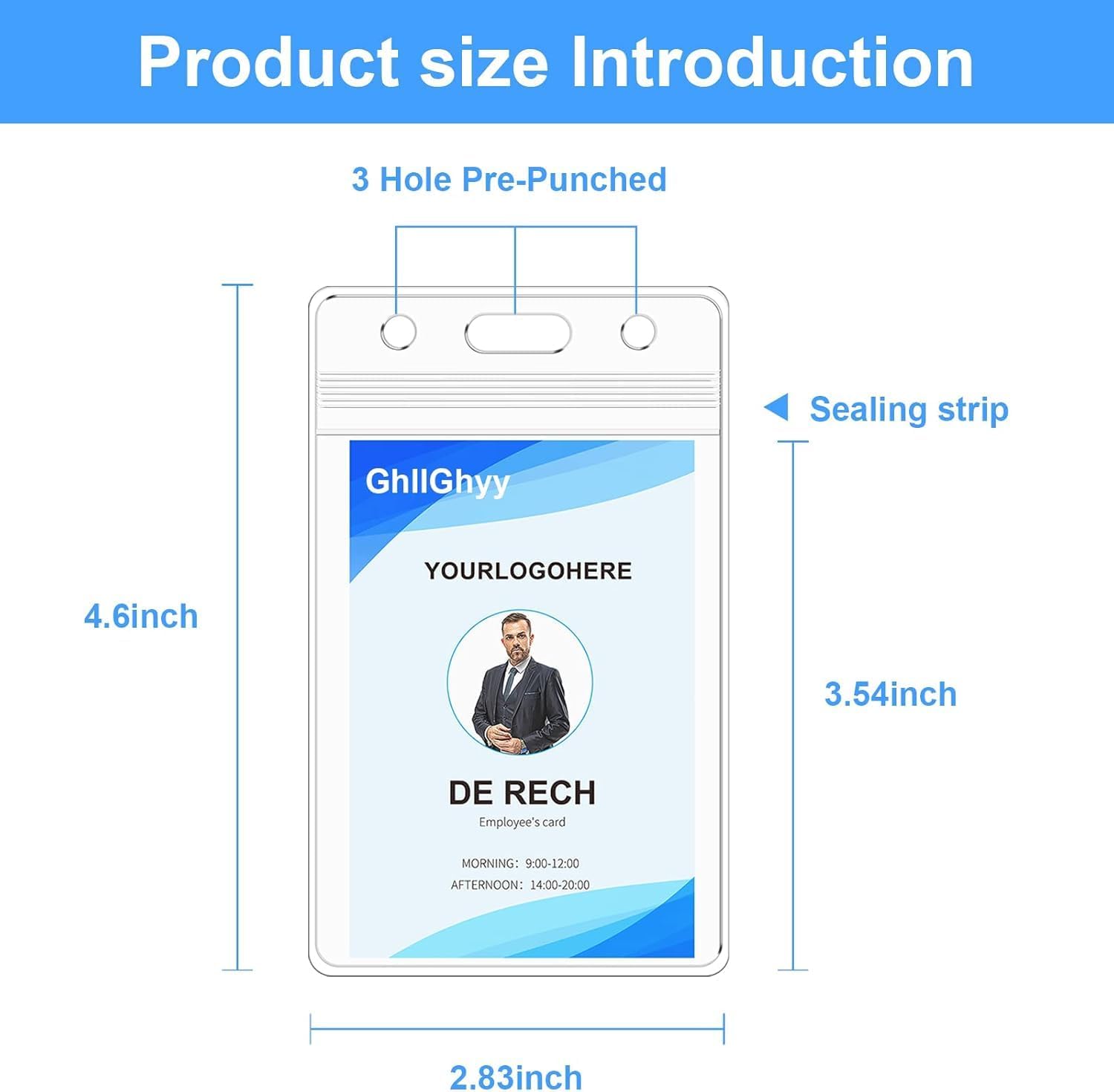 200 Pack Extra Thick Name Badge Holders, Heavy Duty & Sealable Waterproof Vertical ID Badge Holders, Durable Clear PVC Plastic Badge Sleeve for Credit Card/Shcool Work Badge/Room Key/RFID