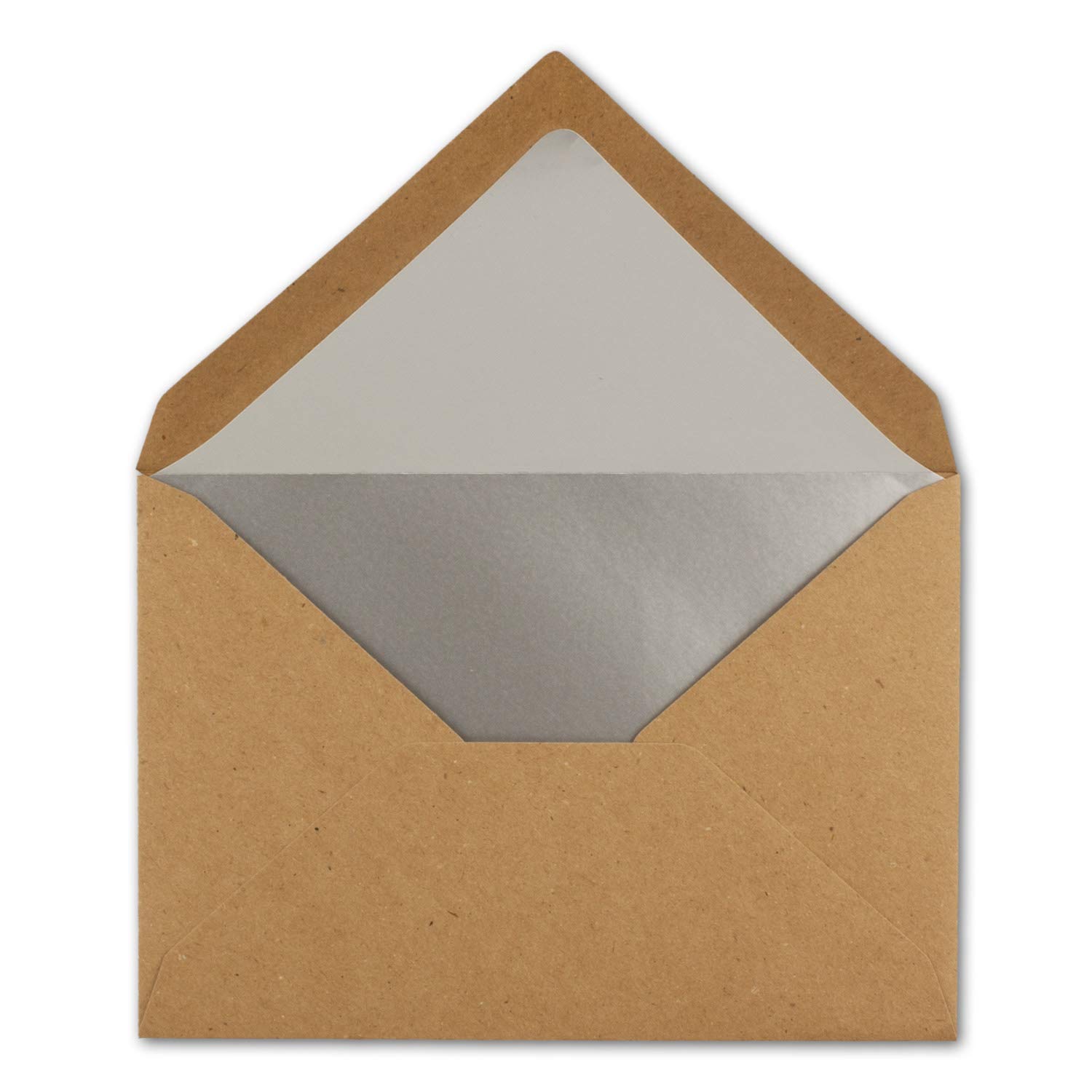 UmWelt by GUSTAV NEUSER - Lot de 500 enveloppes pour lettres - Format B6 - Doublure intérieure argentée - 12,5 x 17,6 cm - Papier kraft recyclé - Marron - Collage par humectation - Vintage