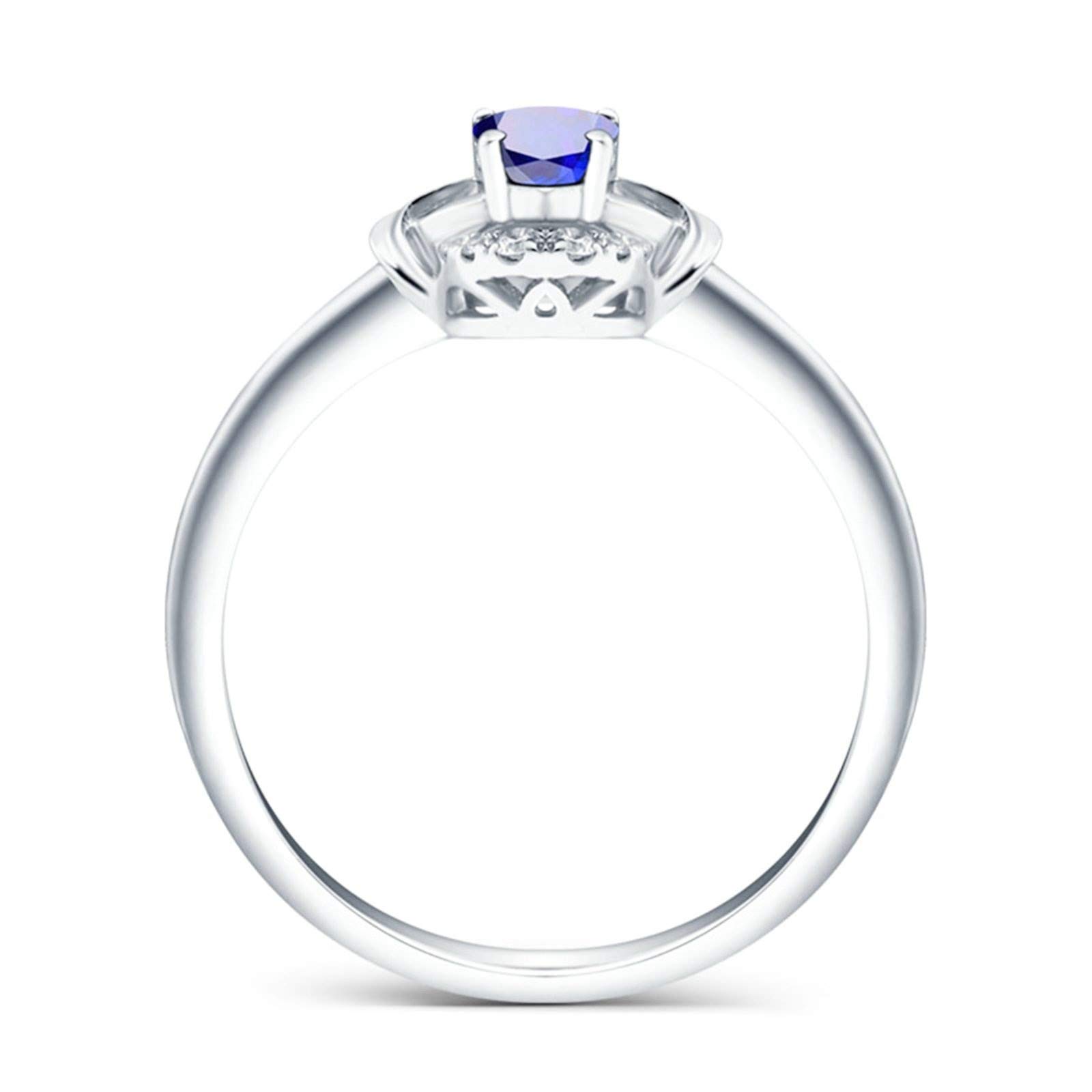 KnBob Anillo ovalado de 0,48 quilates para mujer, oro blanco de 18 quilates, anillo de compromiso y boda, Sapphire,