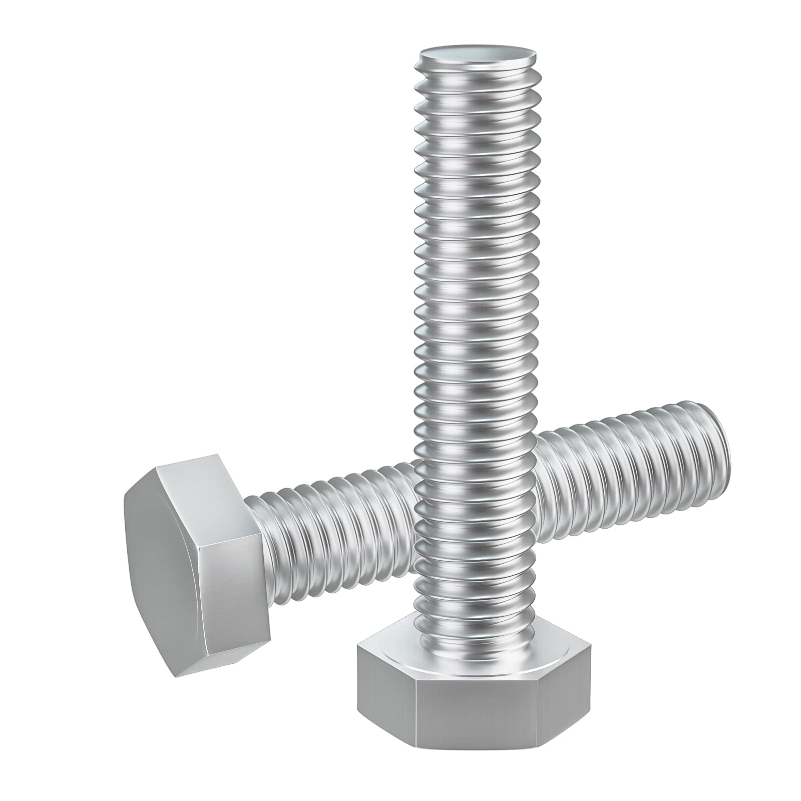 1/2-13 x 2 (1 to 7" Optional) Hex Head Screw Bolt, Stainless Steel 18-8(304), Fully Threaded,10pcs