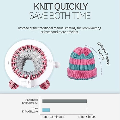 Miniatura 5 de XIZHIYO Máquina de tejer con 22 agujas, telar de tejido inteligente, kit de máquina de tejer doble para adultos o niños (22c2)