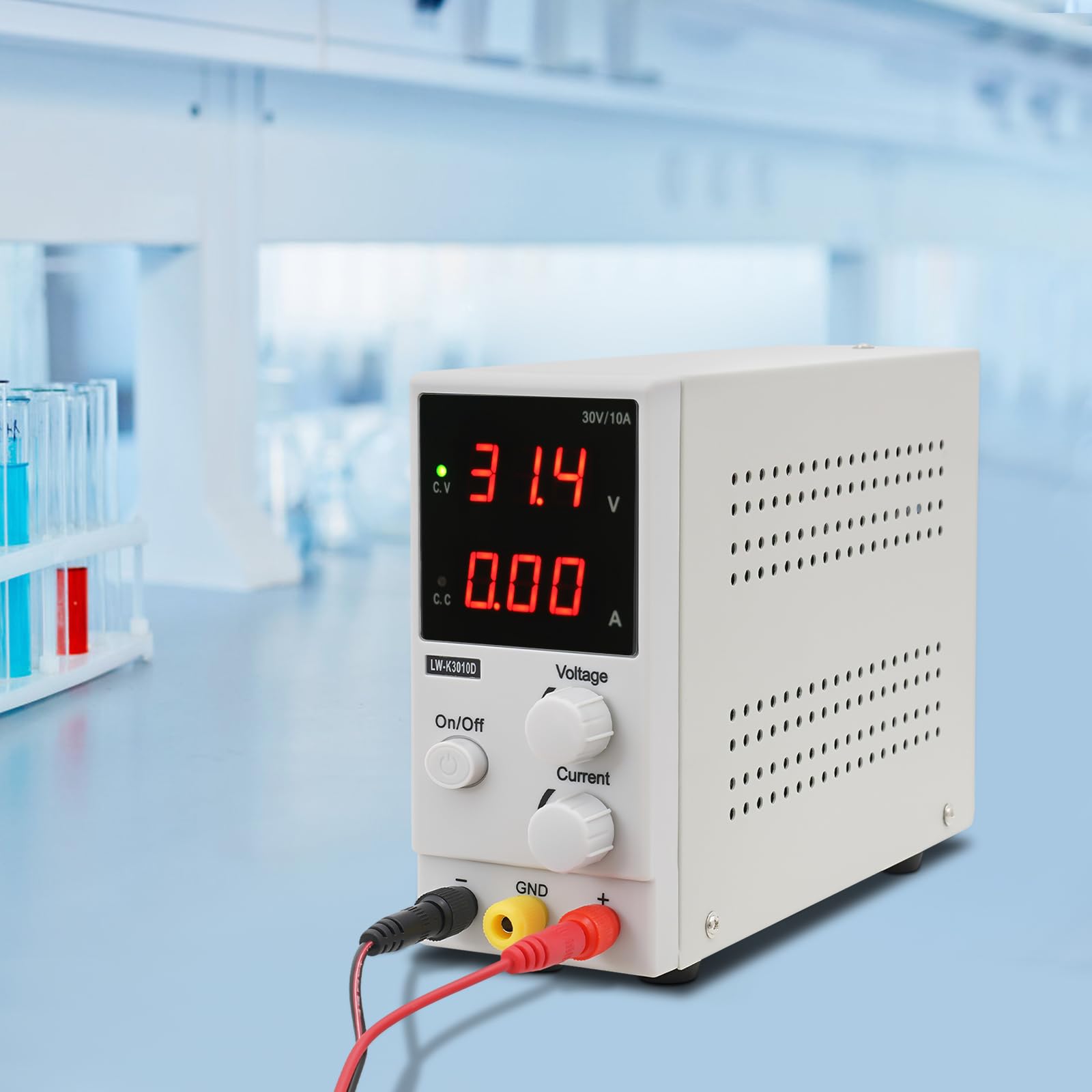 Zasilacz laboratoryjny 30 V, 10 A, regulowany zasilacz DC z wyświetlaczem LED, zasilacz laboratoryjny stabilizowany, zasilanie sieciowe z inteligentnym wentylatorem do warsztatu, testów, napraw