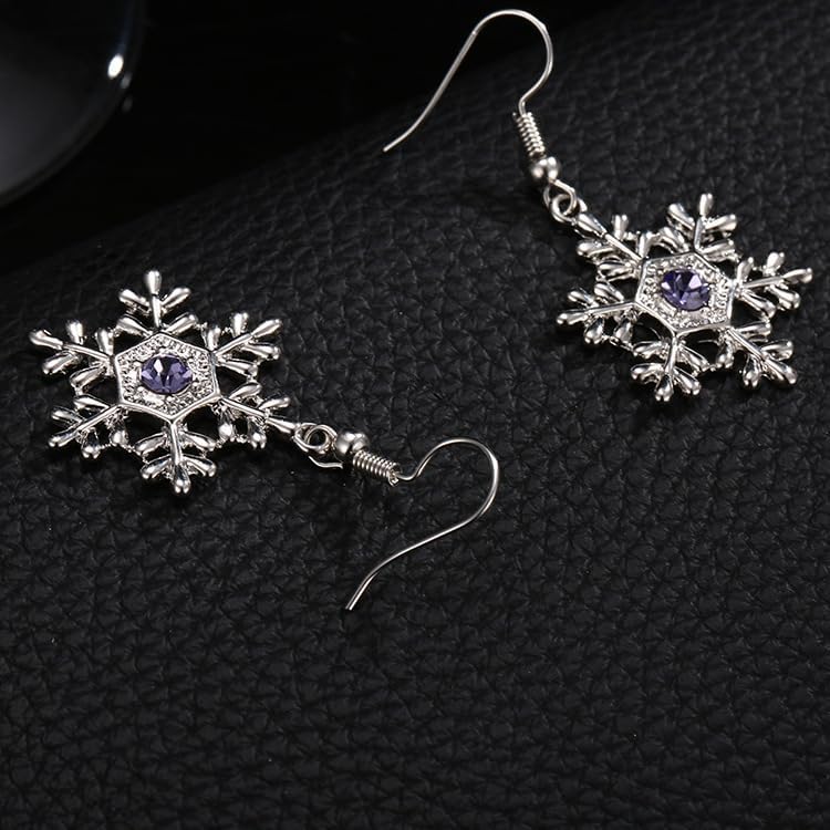 Christmas Snowflake Earrings for Women Winter Crystal Snowflake Drop Dangle Earrings Christmas Festive Gift for Women - Image 8