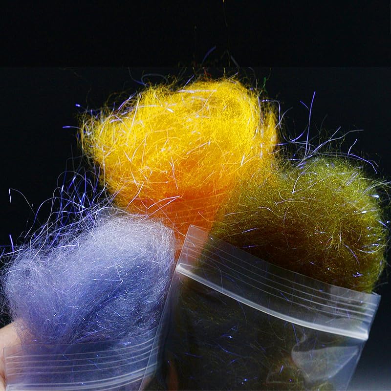 Fly Tying Laser Yarn 6 Deep Colors Fly Tying Dubbing Long Laser Fiber Dub Fly Tying Materials