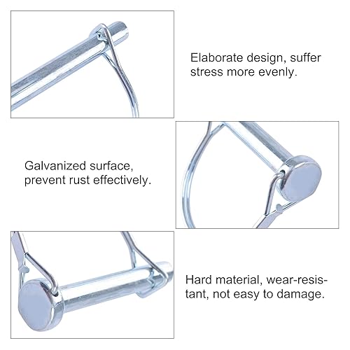 Miniatura 6 de 4 pasadores de bloqueo de alambre, acoplador de seguridad resistente de 3/8 pulgadas, pasador de enganche de eje de bloqueo de toma de fuerza con