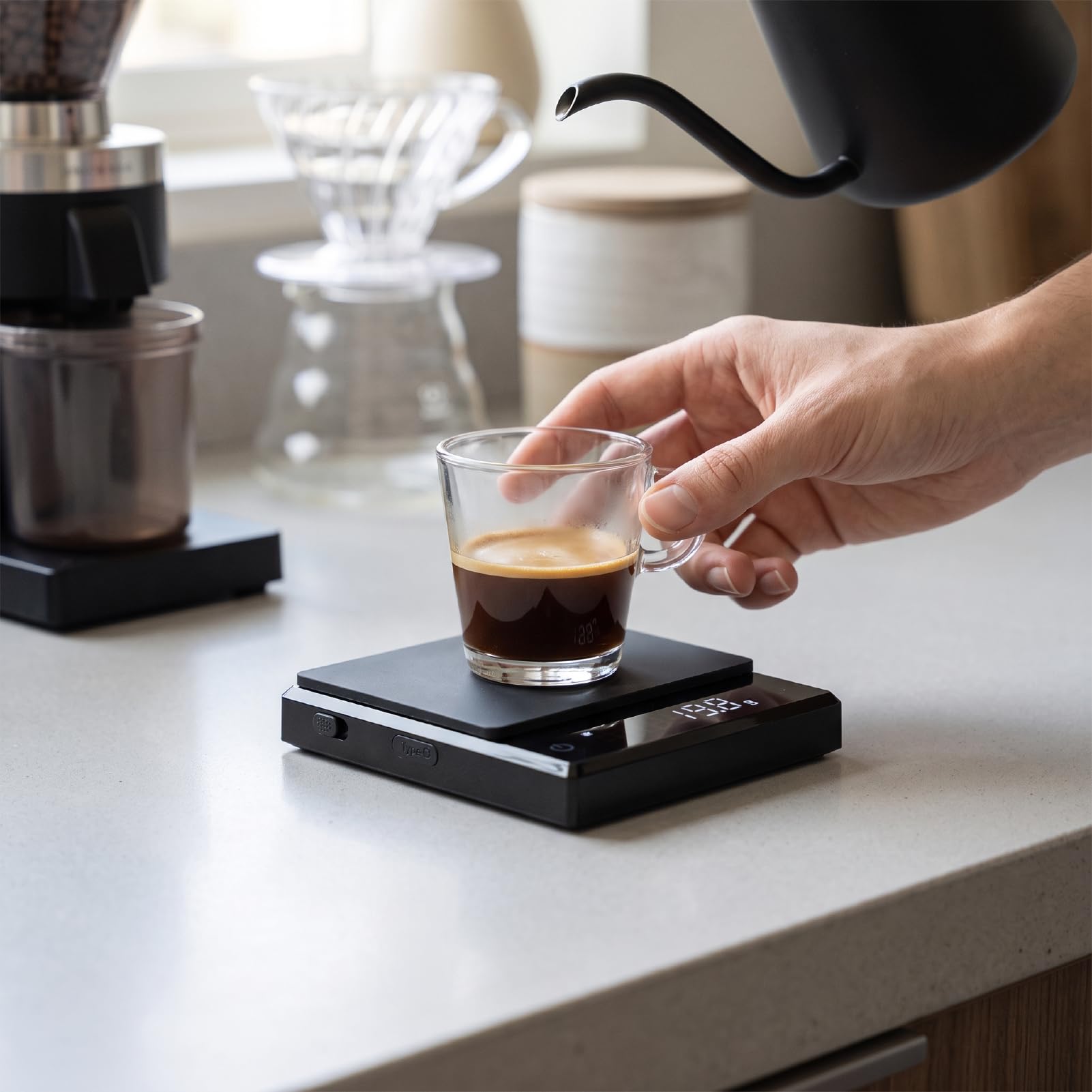 Luocute Balance à café avec Minuteur, Précision 0,1 G pour Expresso