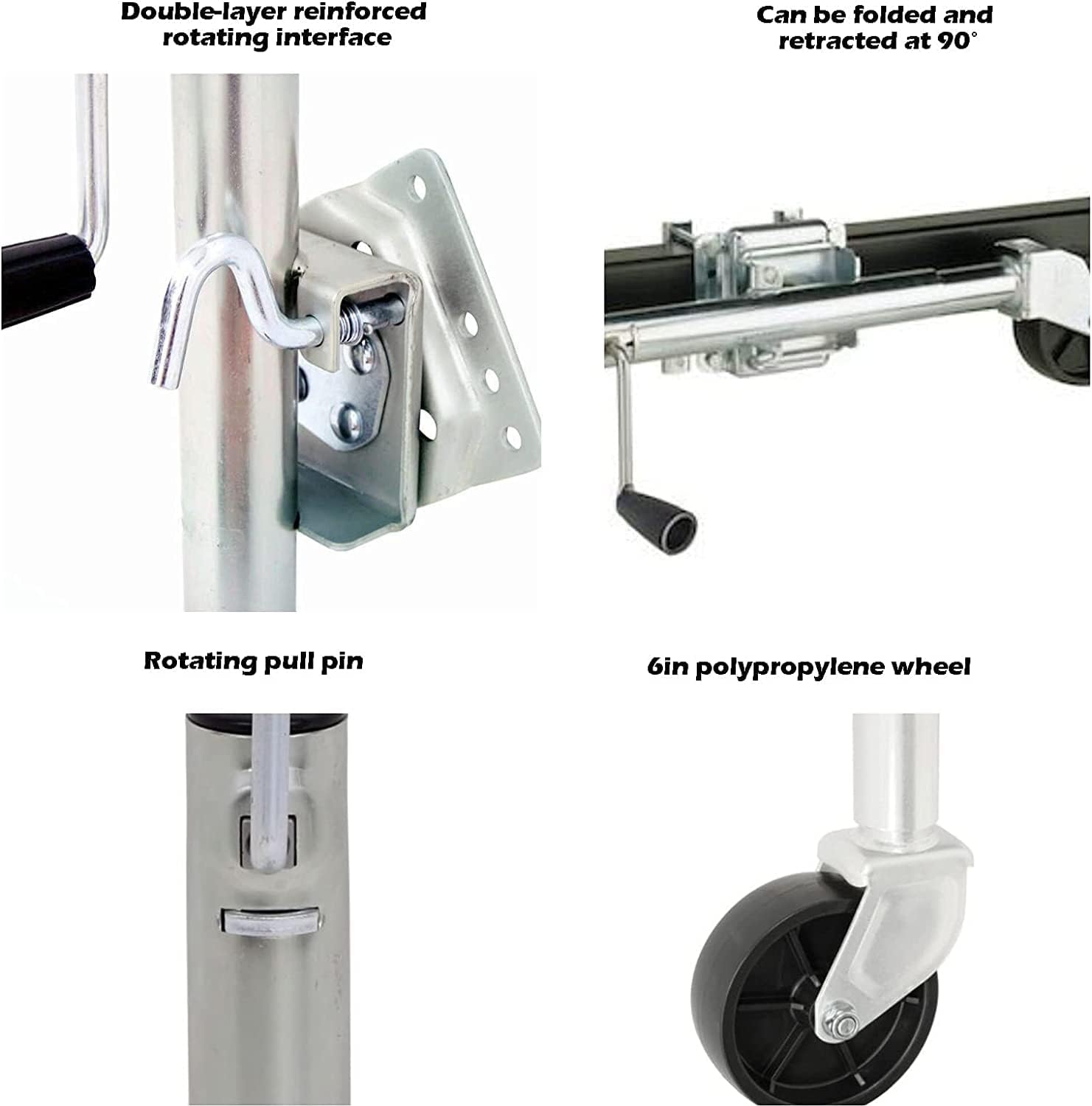 Jack with Wheels Boat Trailer Jack with 6''Wheel,1200Lb Capacity,10In Lift,Bolt-On Swivel Tongue Jack,Heavy-Duty Trailer Jockey Wheel,10''Journey