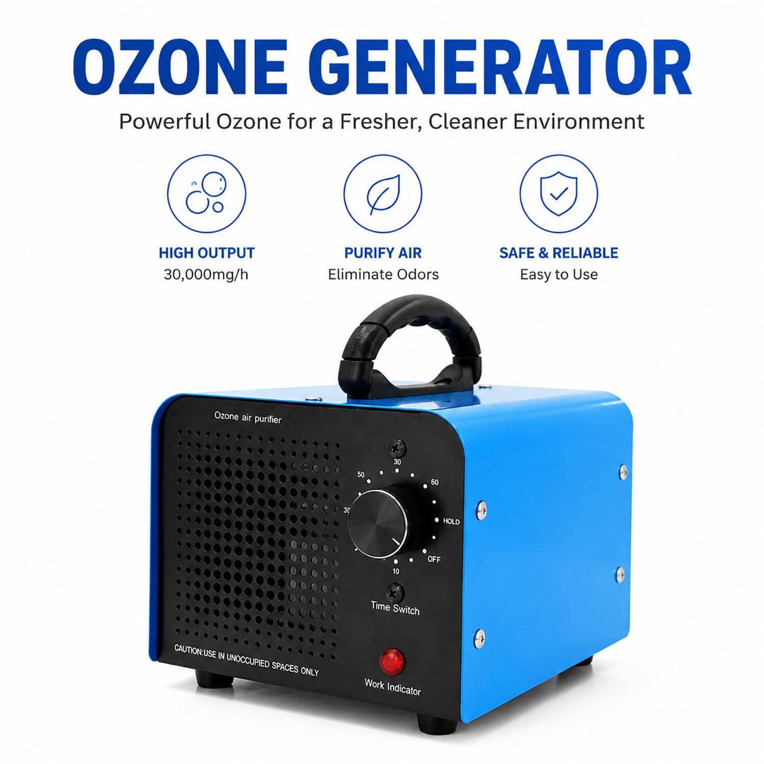 Generator ozonu – przenośny, komercyjny eliminator zapachów z timerem, przemysłowy oczyszczacz powietrza do samochodu, garażu i pustych pomieszczeń