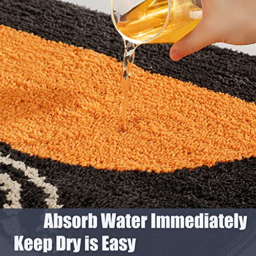 Jessmay Boho Bathroom Rugs Non-Slip Abstract Bath Rugs Microfiber Cute Mat Black Washable For Tube/Washbasin/Toilet 20"X32" #TOP2