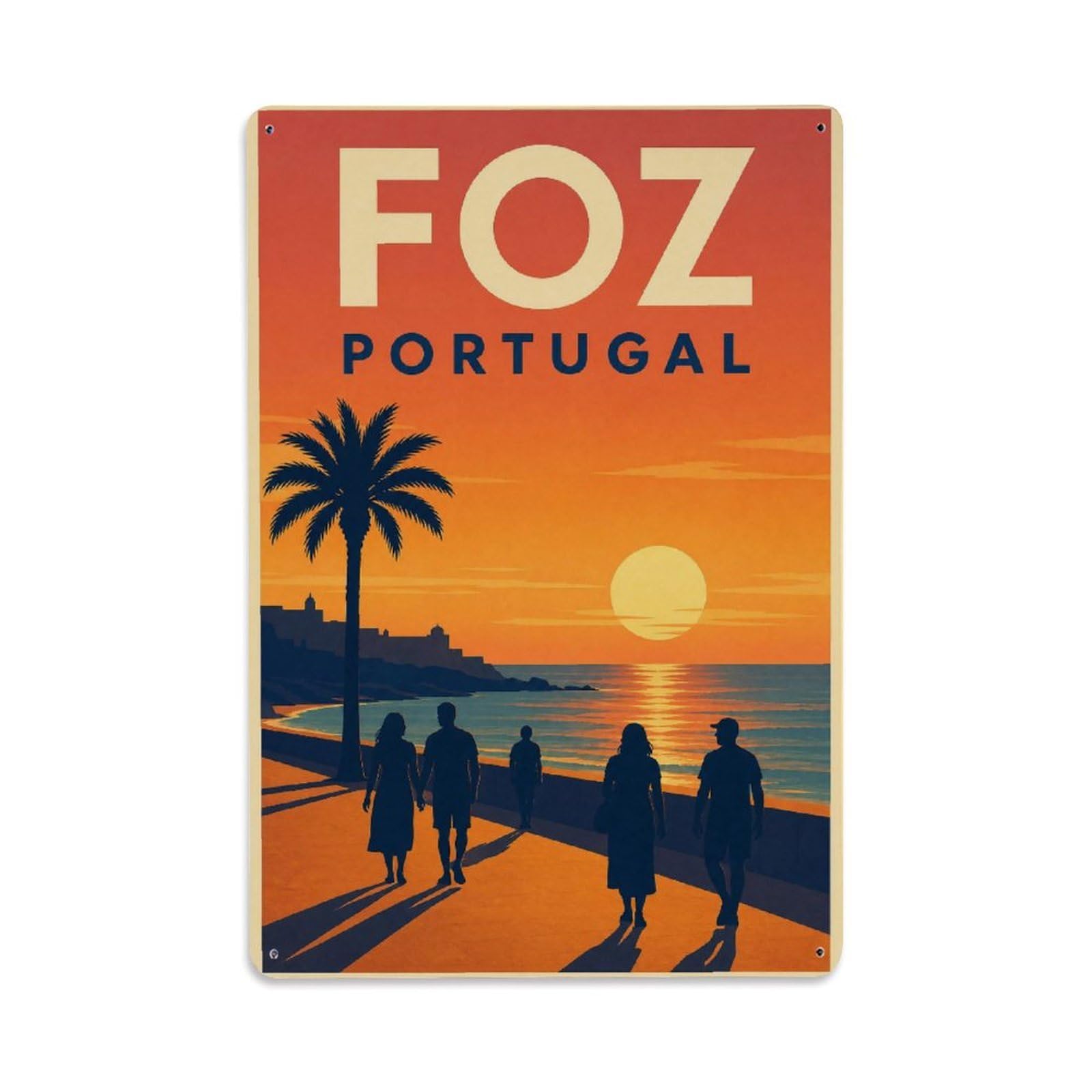 Metal Tin Sign Foz Portugal Vintage Travel