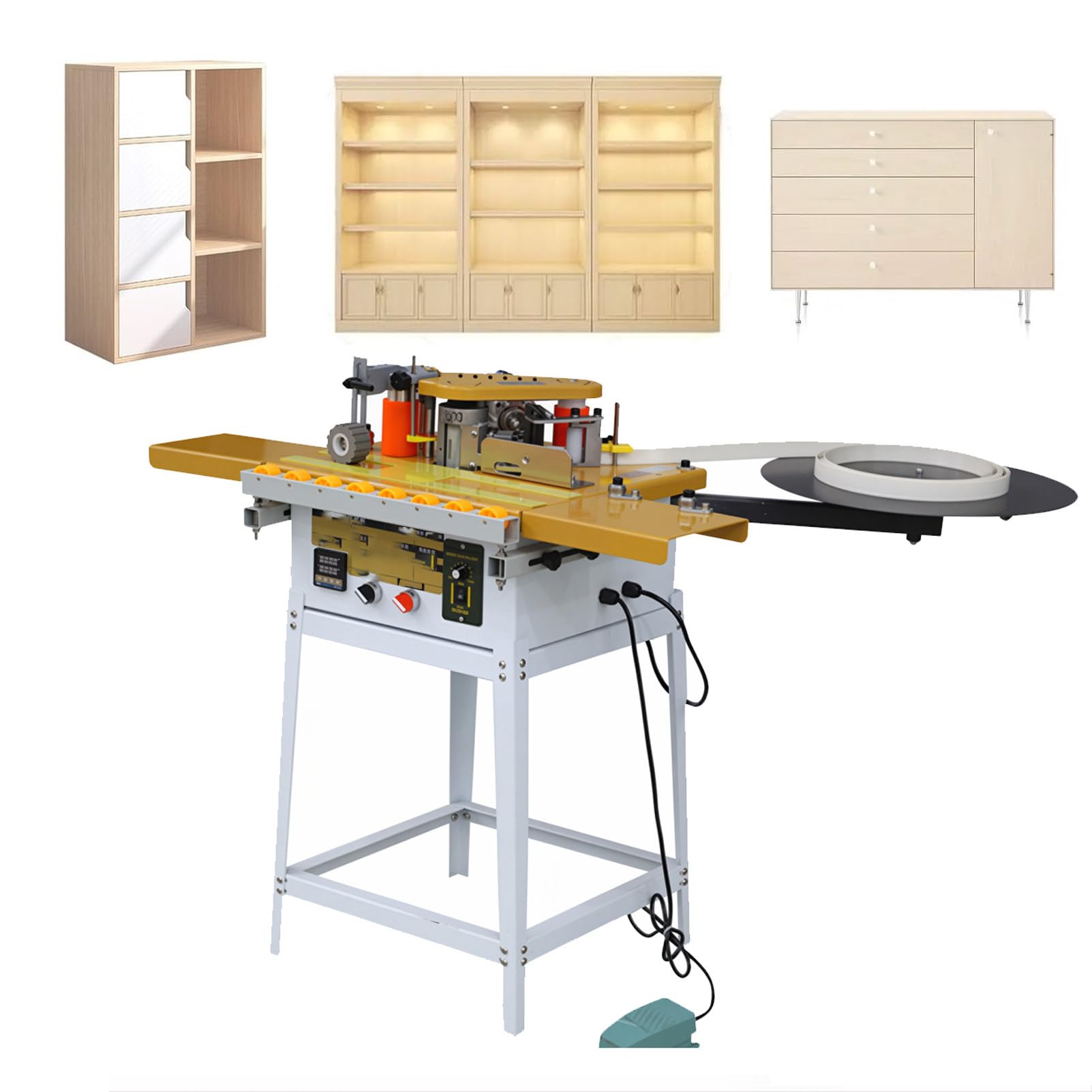 Pnpaea 1200W Portable Edge Bander, Edge Banding Machine,with Temperature Control,Double-Sided Gluing,for Panel Edges,for particleboard, and laminate Widened(Lengthened)(Elevated)