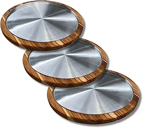 Kit 3 Suportes Bandeja com Formas de Alumínio 35cm Para Cortar e Servir Pizza