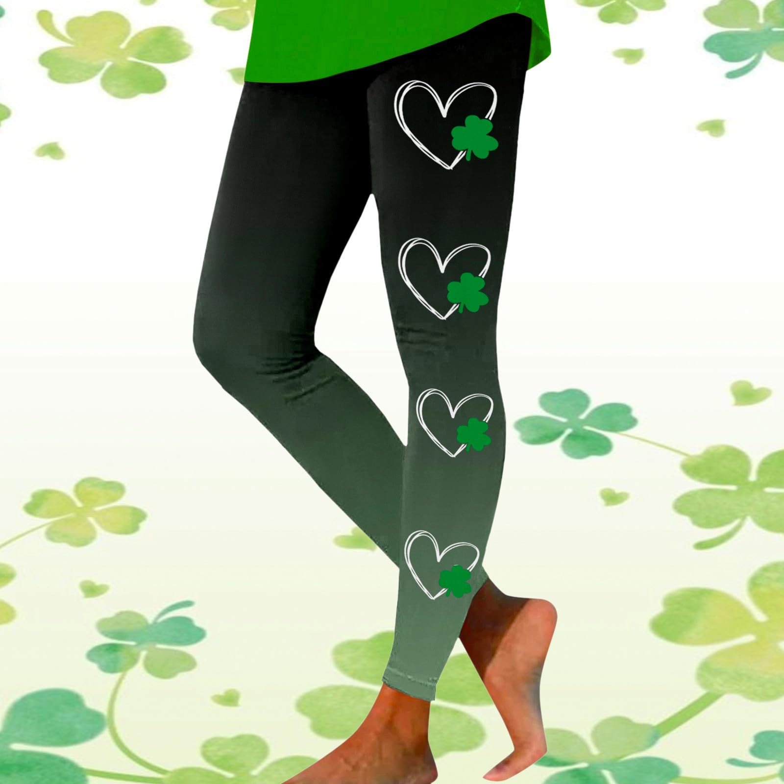 St. Paddy's Day Skimpy Ladies Leggings for Women High Waist Tummy Control Clover Butt Yoga Pants Casual Kawaii Tights