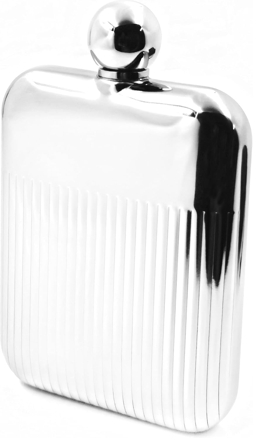 6oz 304 Stainless Steel Hip Flask Engraved Line Pattern
