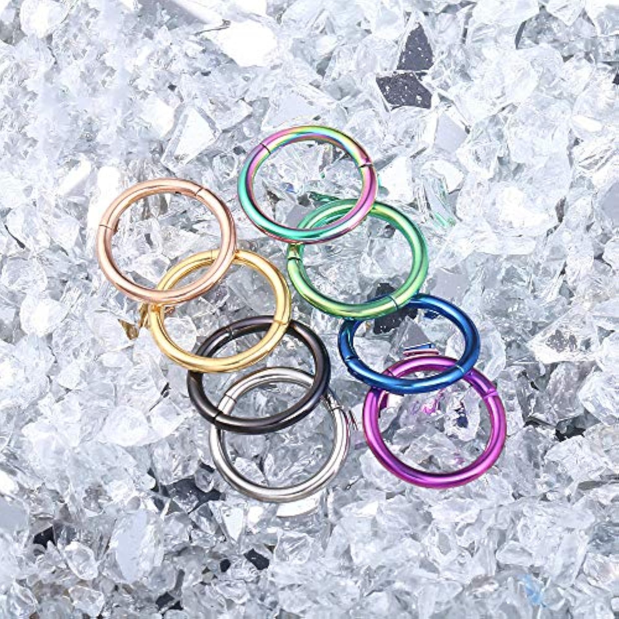 316L Surgical Steel Hinged Nose Rings Hoop, Multiple Sizes