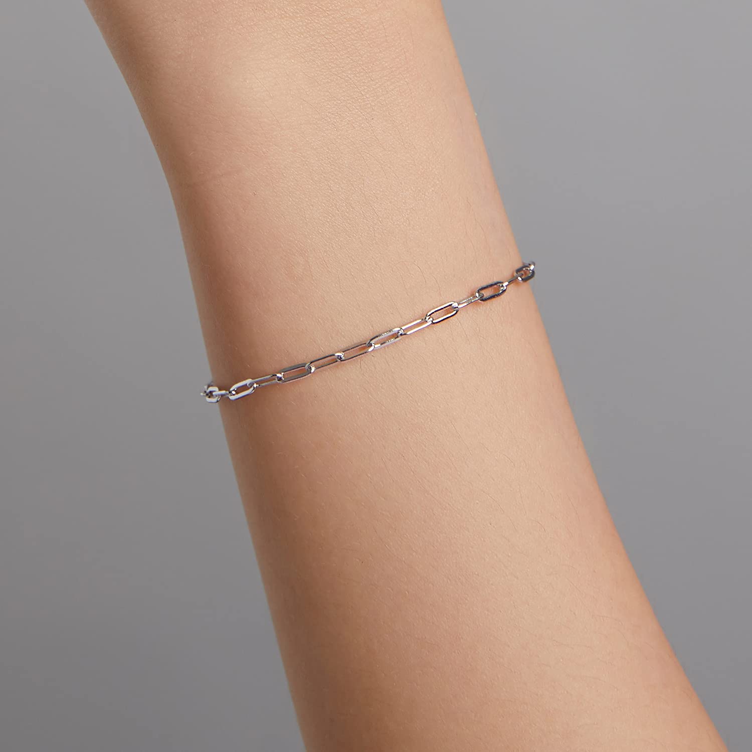 YCTTKDD Schlichtes zweifarbiges Armband aus echtem 925er Sterlingsilber, goldene Kabelkette, Kordelglied für Damenschmuck