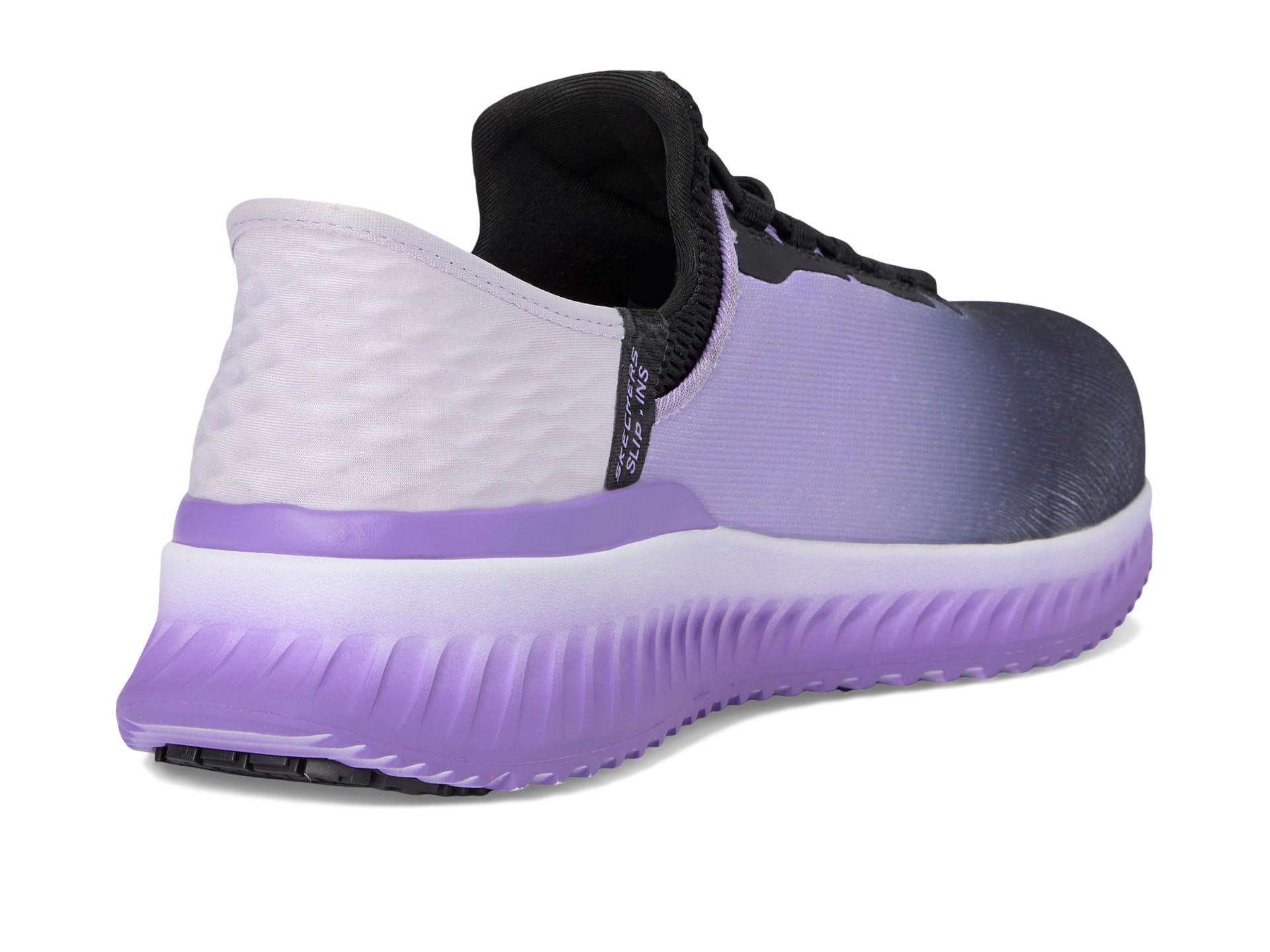 Skechers Damskie wsuwane buty robocze: Tilido - Ombray antypoślizgowe trampki bungee, Czarny/fioletowy, 40 EU