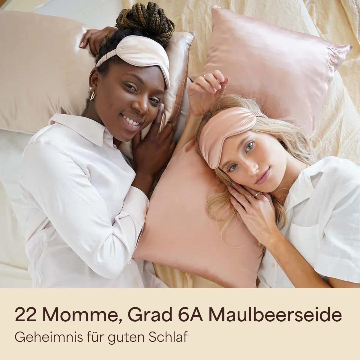 célv Luxus Seide Kopfkissenbezug/Kissenbezug mit verstecktem Zipper/Kissenhülle aus 100% Maulbeerseide / 1 Stück / 22 Momme/Geschenkverpackung MEHRWEG (40 x 80 cm, Rose Gold)