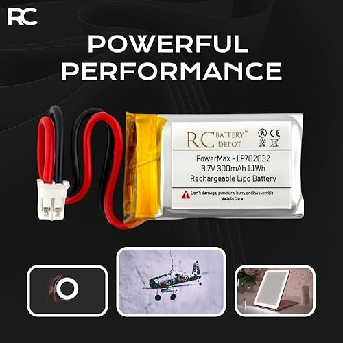 Miniatura 5 de 3.7V 300mAh 702032 20C LiPo batería polaridad positiva 1S recargable LiPo, JST-PH2.0 conector de 2 pines, reemplazo potencial para 702030 602030