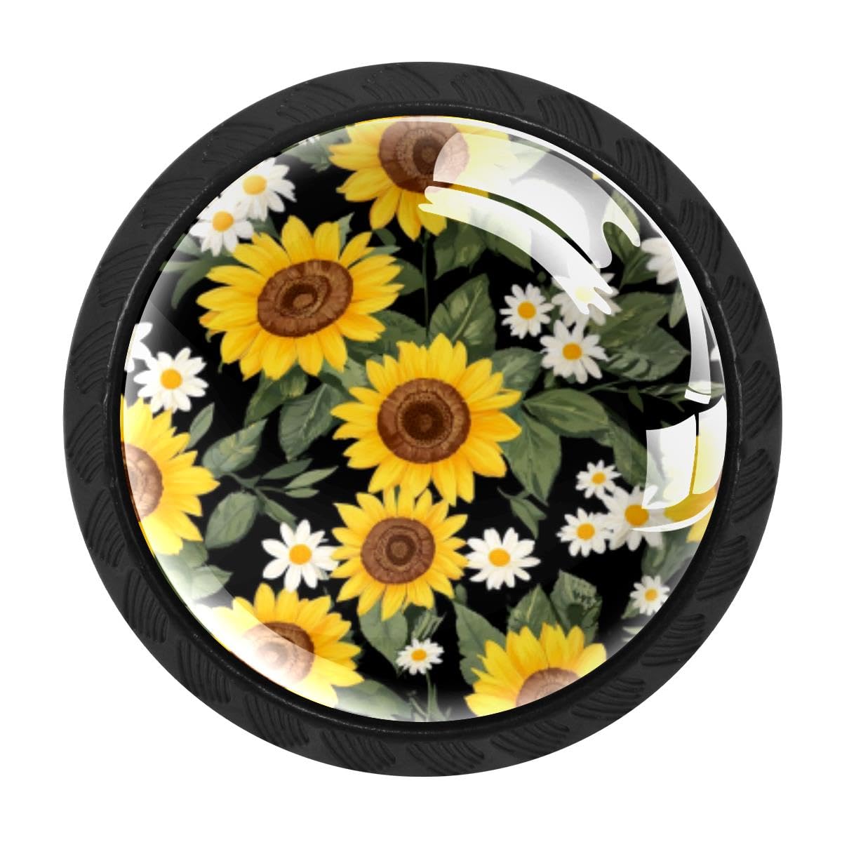 4 PCS Kitchen Cabinet Knobs, Daisy Sunflower Drawer Knobs Dresser Handles