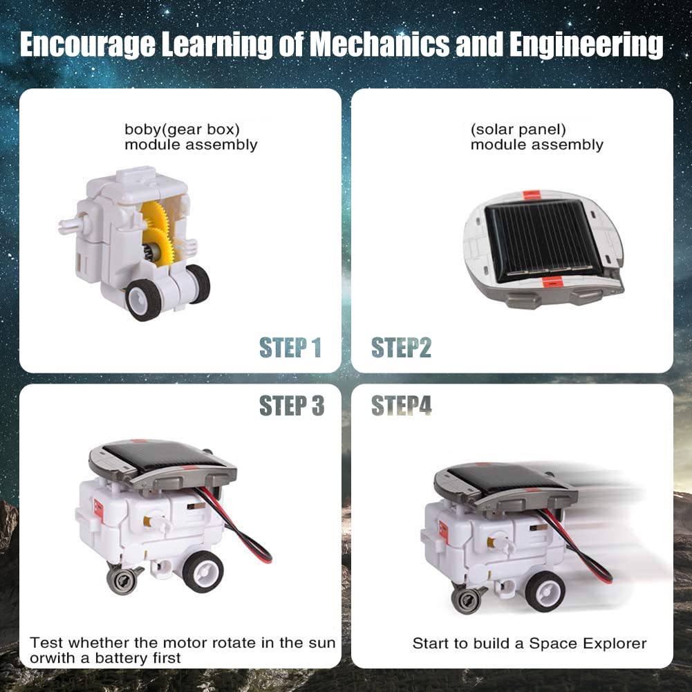 Kit Robot Solar 6 En 1 JAWSEU - Juguete Educativo STEM, Montaje DIY, Para Niños +8 Años, Alimentado Por Sol O Pilas