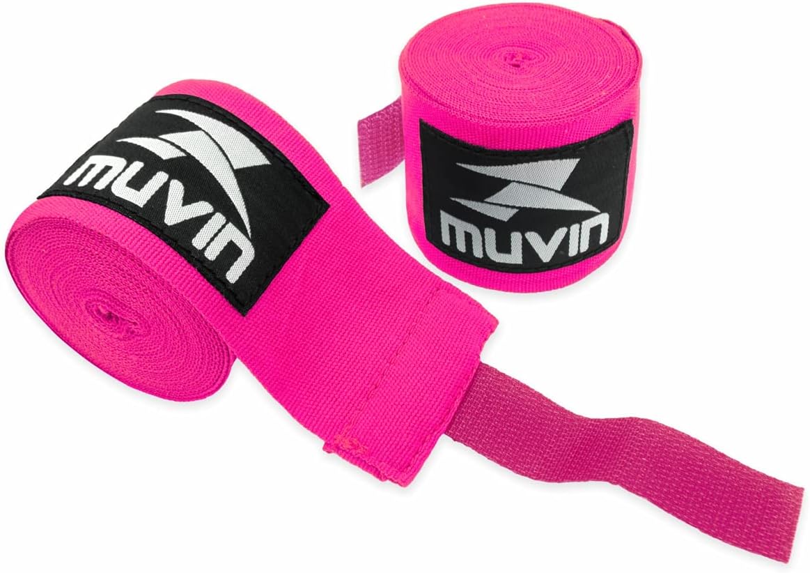 Bandagem Elástica Muvin 3 Metros Com Fechamento em Fecho de Contato e Alça Para Polegar – Atadura de Proteção Para Mãos e Punhos – Faixa de Boxe – Muay Thai – MMA – Artes Marciais – Treino – Unissex