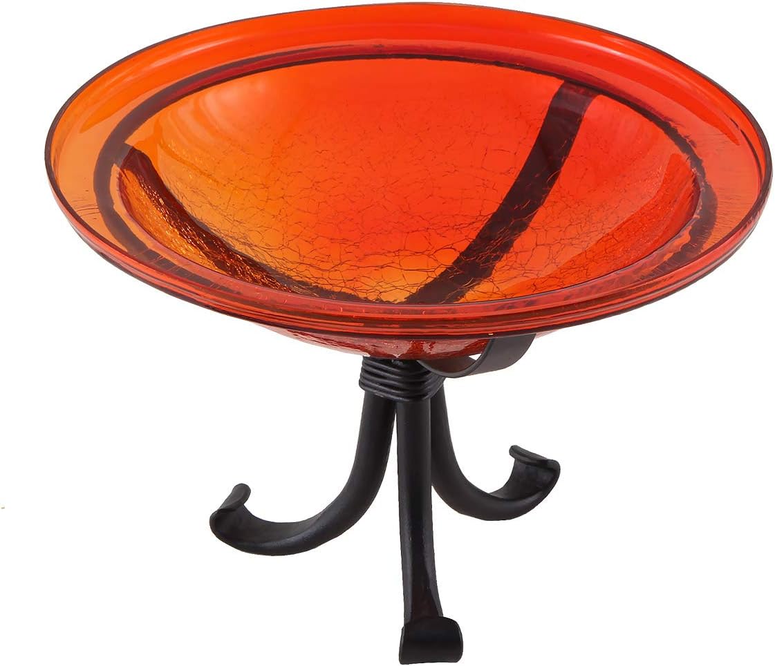 Red Crackle Birdbath with Tripod Stand by Achla Designs