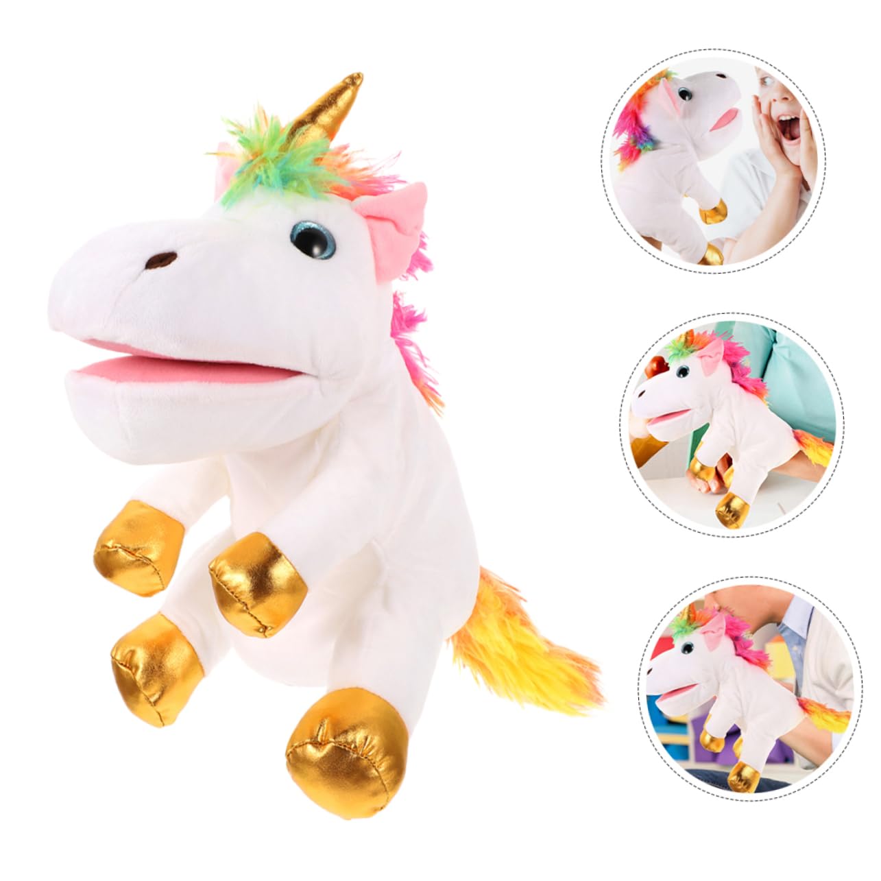 Alasum Marioneta de Mano de Unicornio de Peluche Juguete Interactivo para Contar Historias Adultos Mediano para Fiestas Infantiles y Educativos