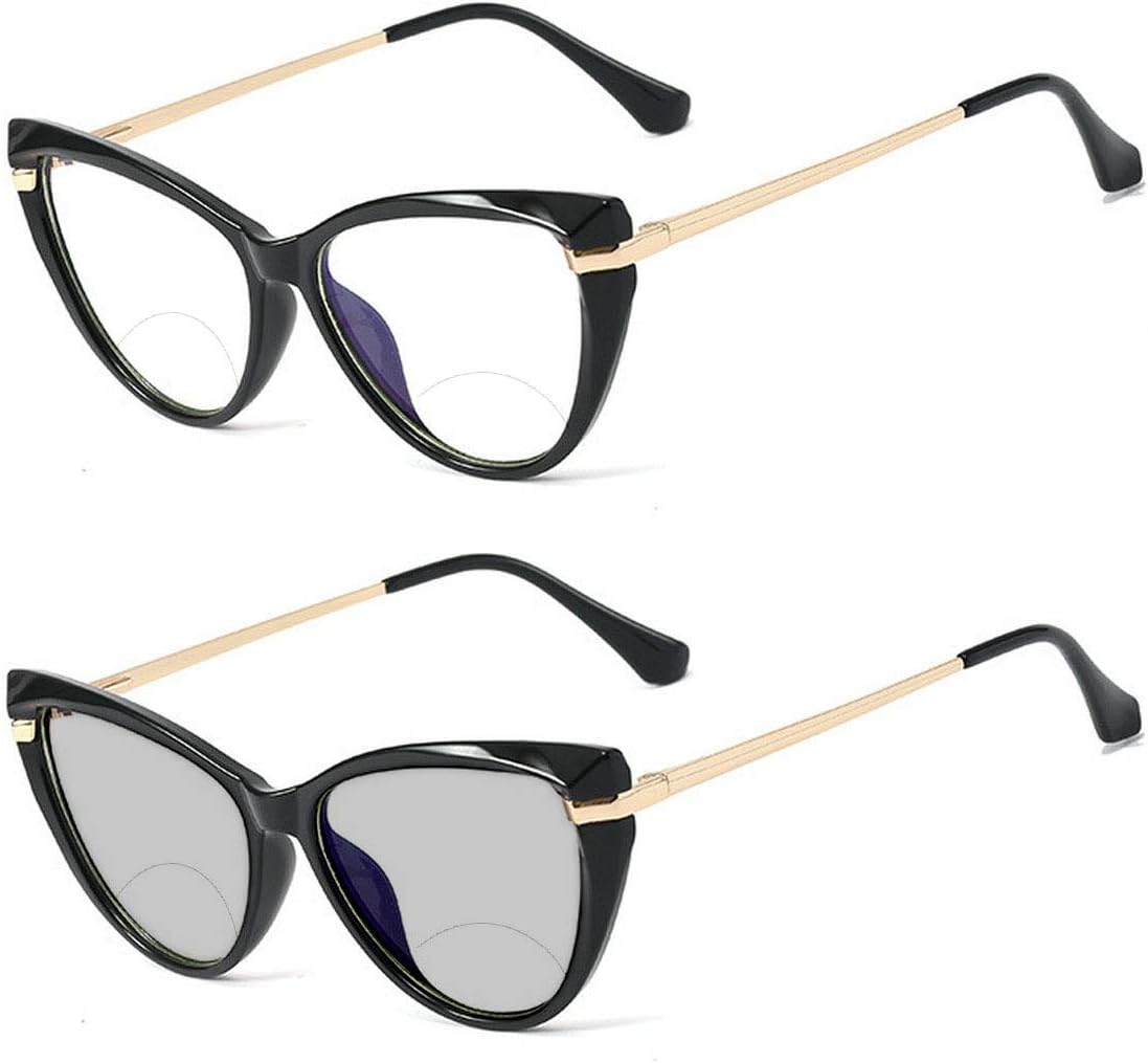 laureles/Photochromic Bifocal Reading Glasses Ladies Cat Glasses Frames Men's Magnification Fashion Transition Presbyopia