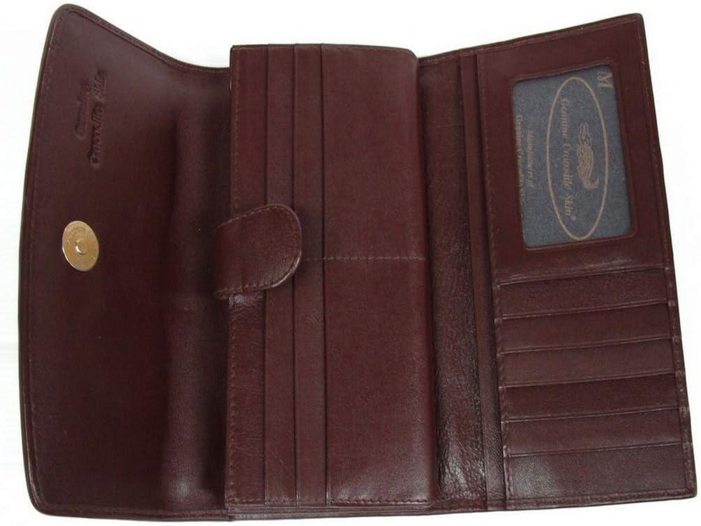 Julie Genuine Real Belly Crocodile Skin Leather Trifold Clutch Dark Brown Wallet