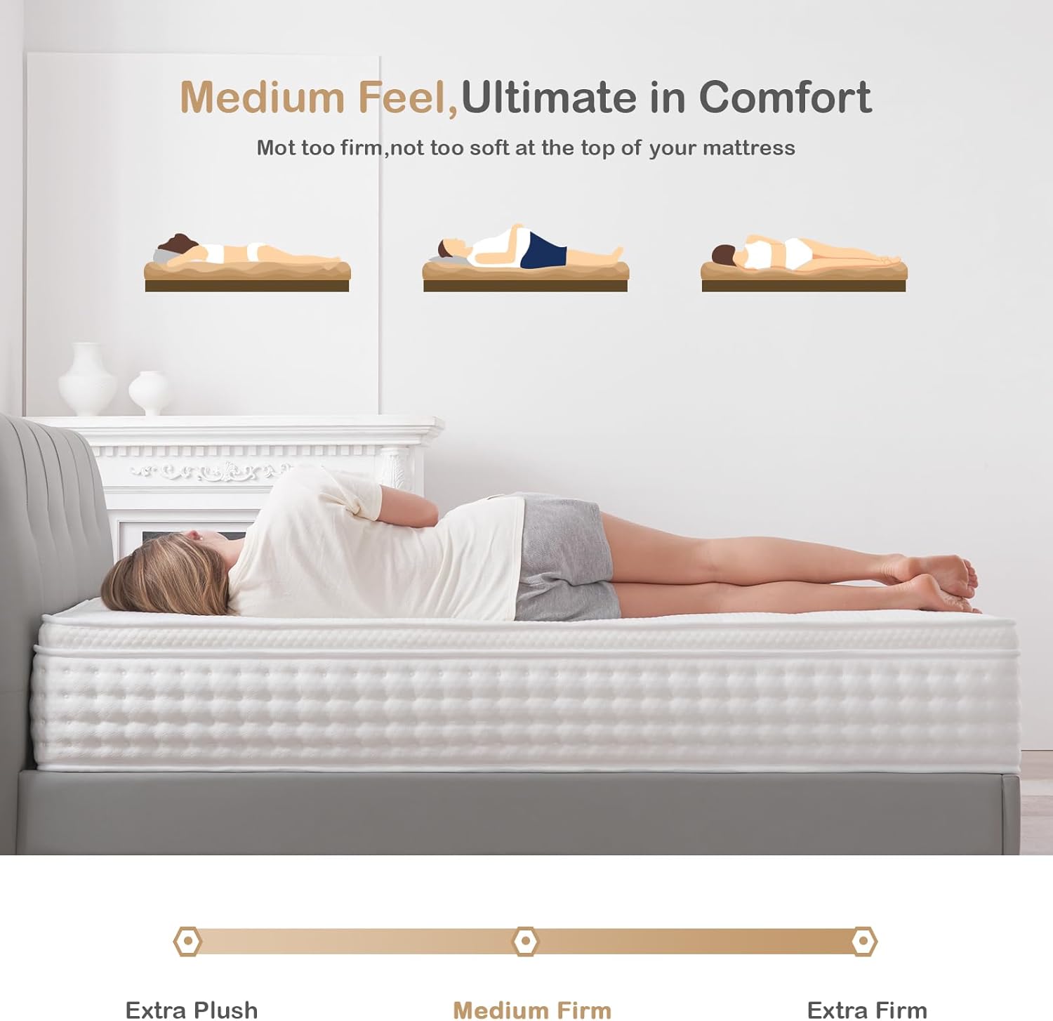 King Size Mattress,10.2 INCH Hybrid Memory Foam and Individually Pocket Spring,5FT King Mattress Medium Firm,Ergonomic Pressure Reducing,Improve Sleeping (150x200x26cm) image 3