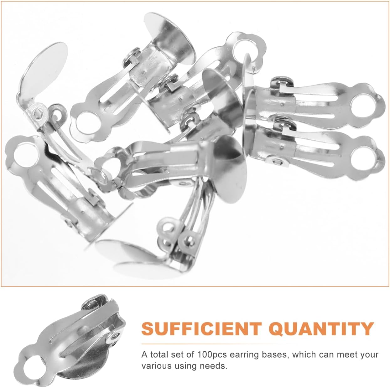 Healifty Clip-on Earring Bases for Non-Pierced Ears DIY Jewelry Making Supplies Round Flat Back Earring Findings Easy to Use Craft Accessories