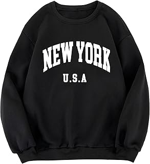 Women Graphic Crew Neck Sweatshirts Causal Long Sleeve Pullover Tops