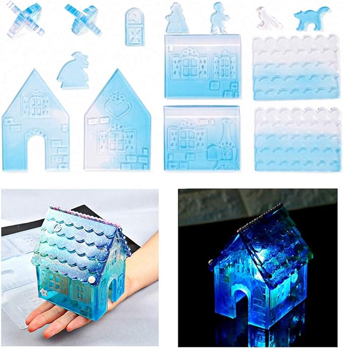 Molde de Silicona 3D Casa de Jengibre Navidad 2 Piezas miniatura 4
