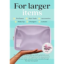 Embla London Makeup Bag Cosmetic Case, Clear Zipper Make Up Pouch and Toiletry Travel Tote, Cute Skincare Pouches for Women Girls, Preppy Purse Cosmetic Organizer, Large Makeup Bags, Lilac