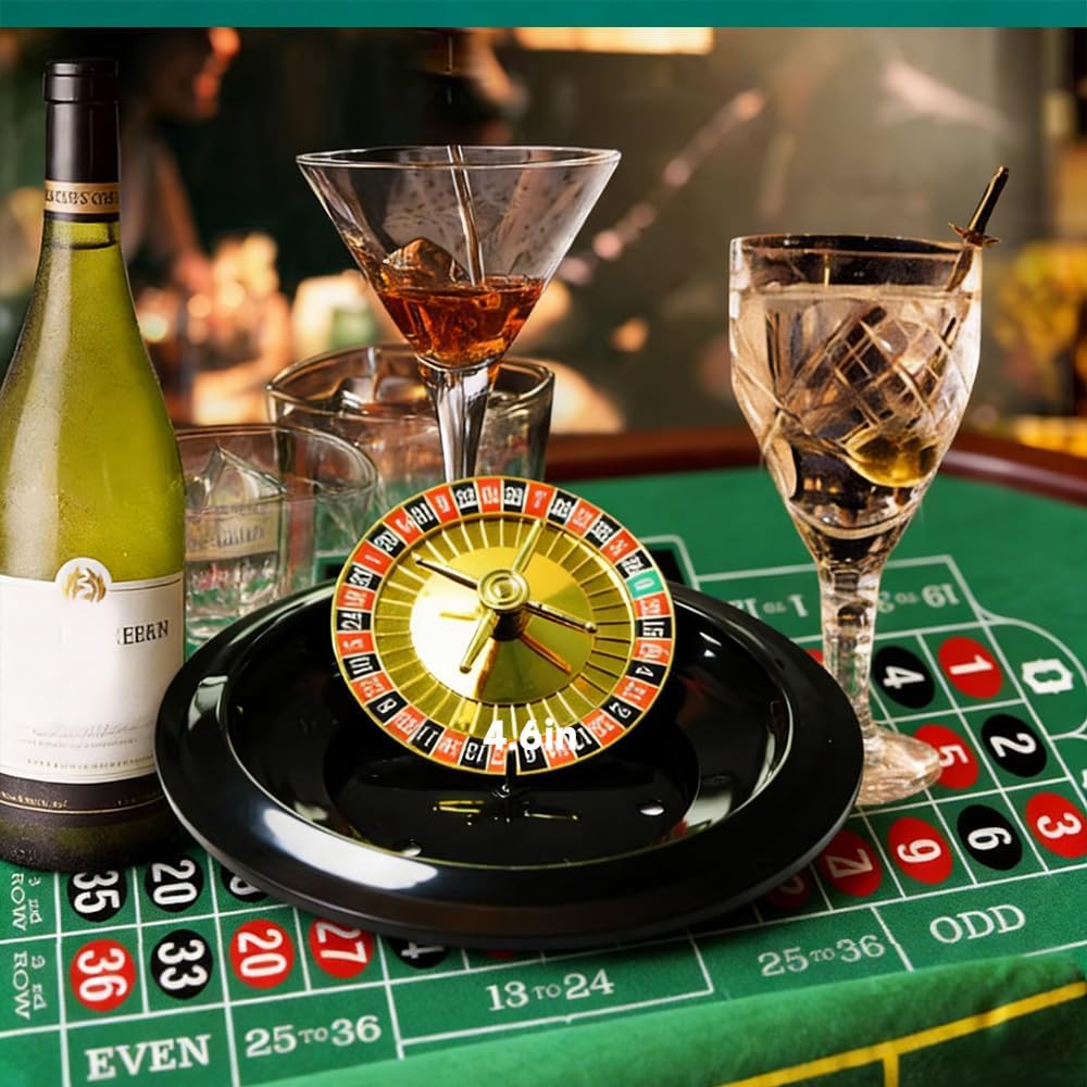 Layver Roulette Wheel Game Set, Includes 10" Roulette Wheel, 60Chips, 2Balls and Chip Rake, Perfect for Parties and Holidays, Get for a Fun Casino Night