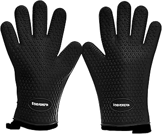 Sponsored Ad - KITCHEN PERFECTION XL Silicone Smoker Oven Gloves-Extreme Heat Resistant BBQ Gloves-Handle Hot Food Right o...