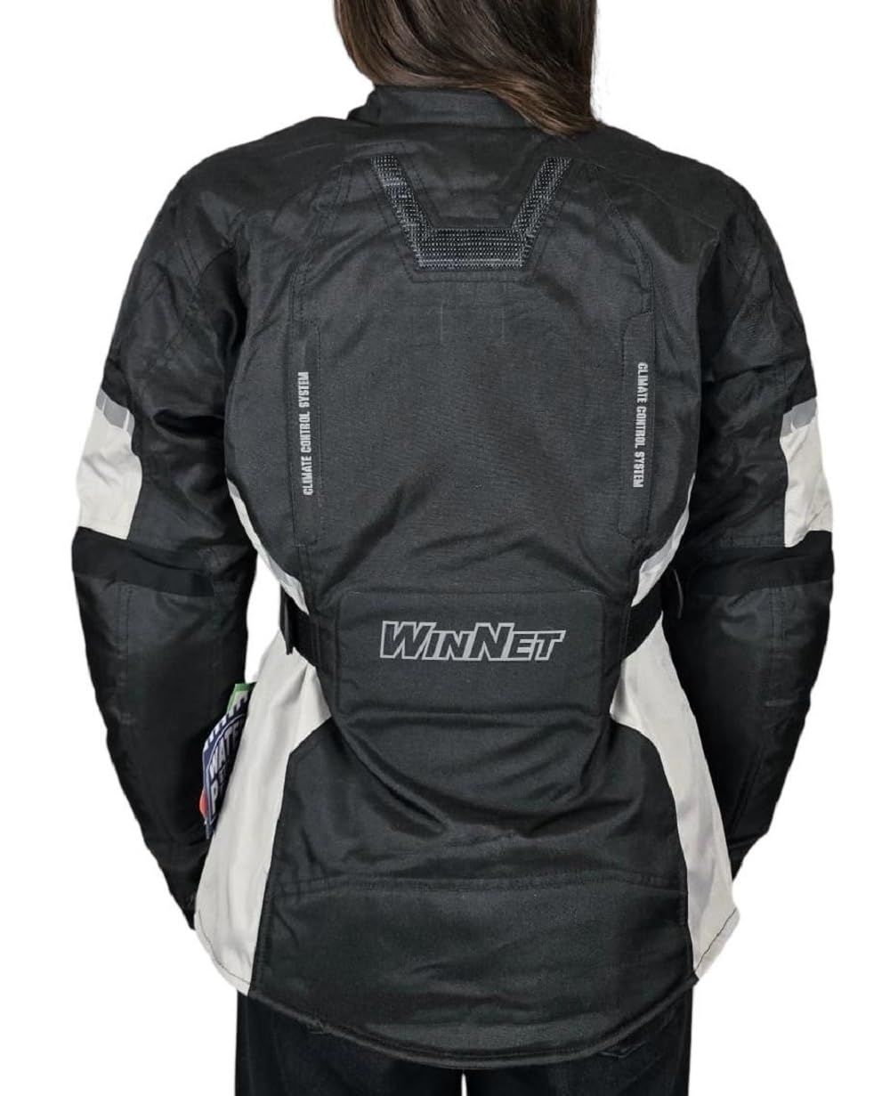 WinNet Giacca giubbotto moto turismo femminile per donna impermeabile con protezioni Omologate C.E. gomiti spalle e schiena 4 stagioni 3 strati