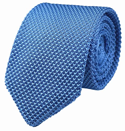 Mens Pure Light Blue Style Knit Neck Ties Woven Smart Wedding Soft For Groomsmen #TOP30