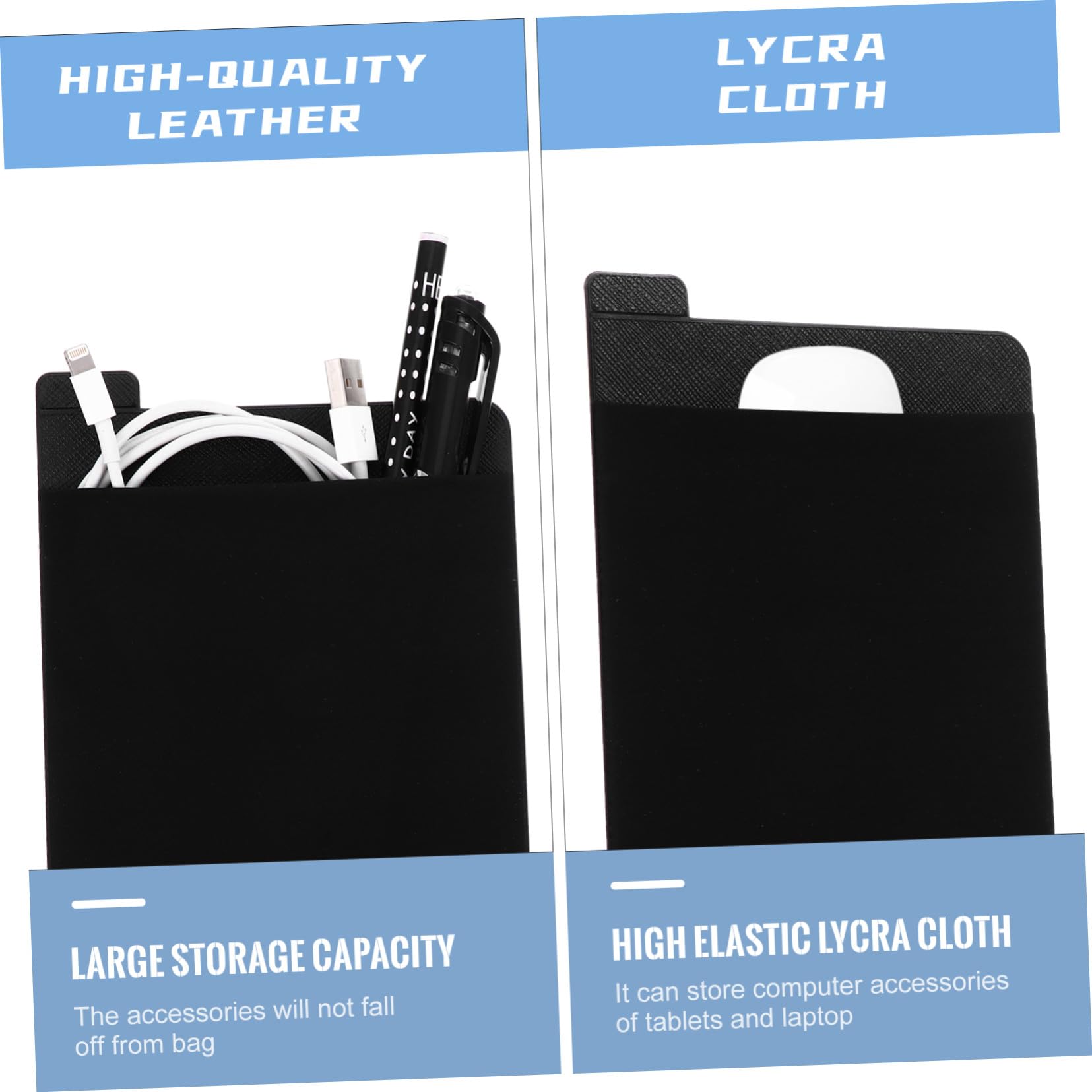 Homoyoyo Borsa per Mouse Wireless Organizer Adesivo per Laptop Custodia per Disco Rigido Esterno Borsa per Cuffie Realizzato in Pelle Buona Qualità Elastico per Contenere Accessori Vari