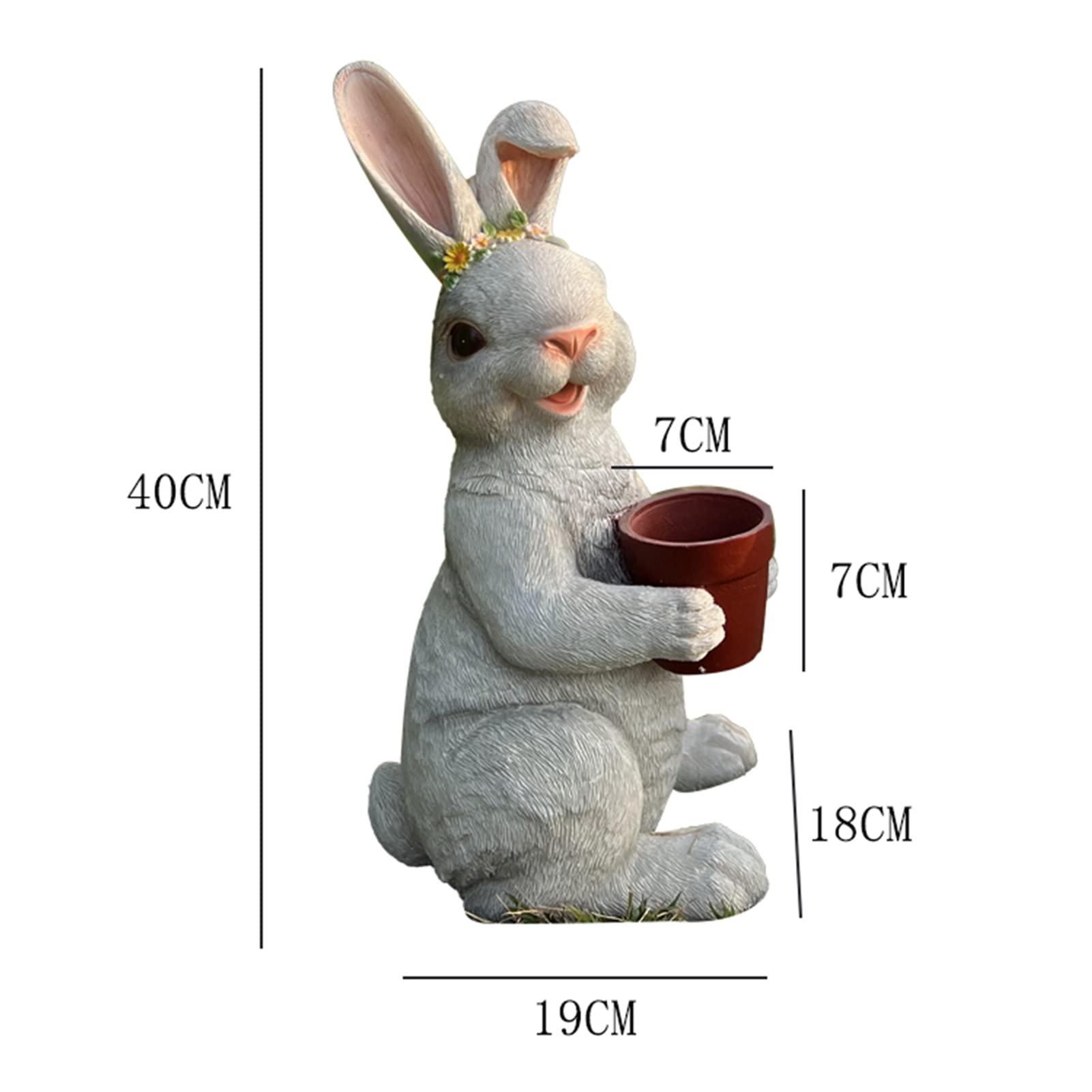 Statuetta Lepre Da Giardino In Poliresina - 22x14x16 Cm - Decorazione Coniglietto Per Esterni - Foto 6