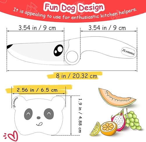 Miniatura 7 de Juego de cuchillos para niños para cocina real con hoja afilada para niños, protector de dedos y anillo educativo para entrenamiento de corte, mango