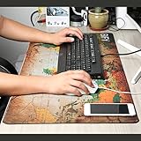BIFY Mouse Pad Extended XXL Gaming Mouse Pad 900x400mm Large Waterproof Non-Slip Ruber Base World Map Desk Mat Office Work Mat Card Game Table Desk Cover Poker Mat (yellow map)