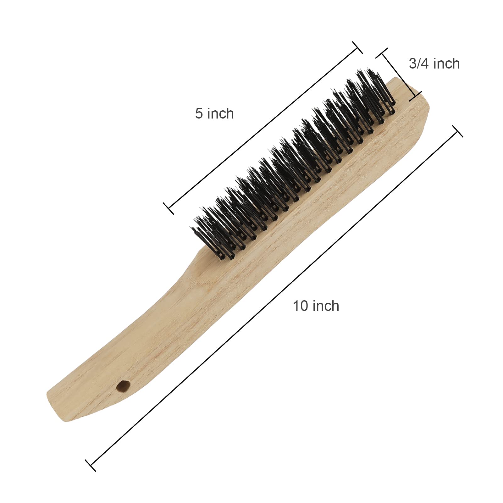 VASTOOLS Paquete de 12 cepillos de alambre para limpiar escoria de soldadura, óxido y polvo. Cepillo de alambre de acero al carbono resistente de 10 pulgadas para rascar