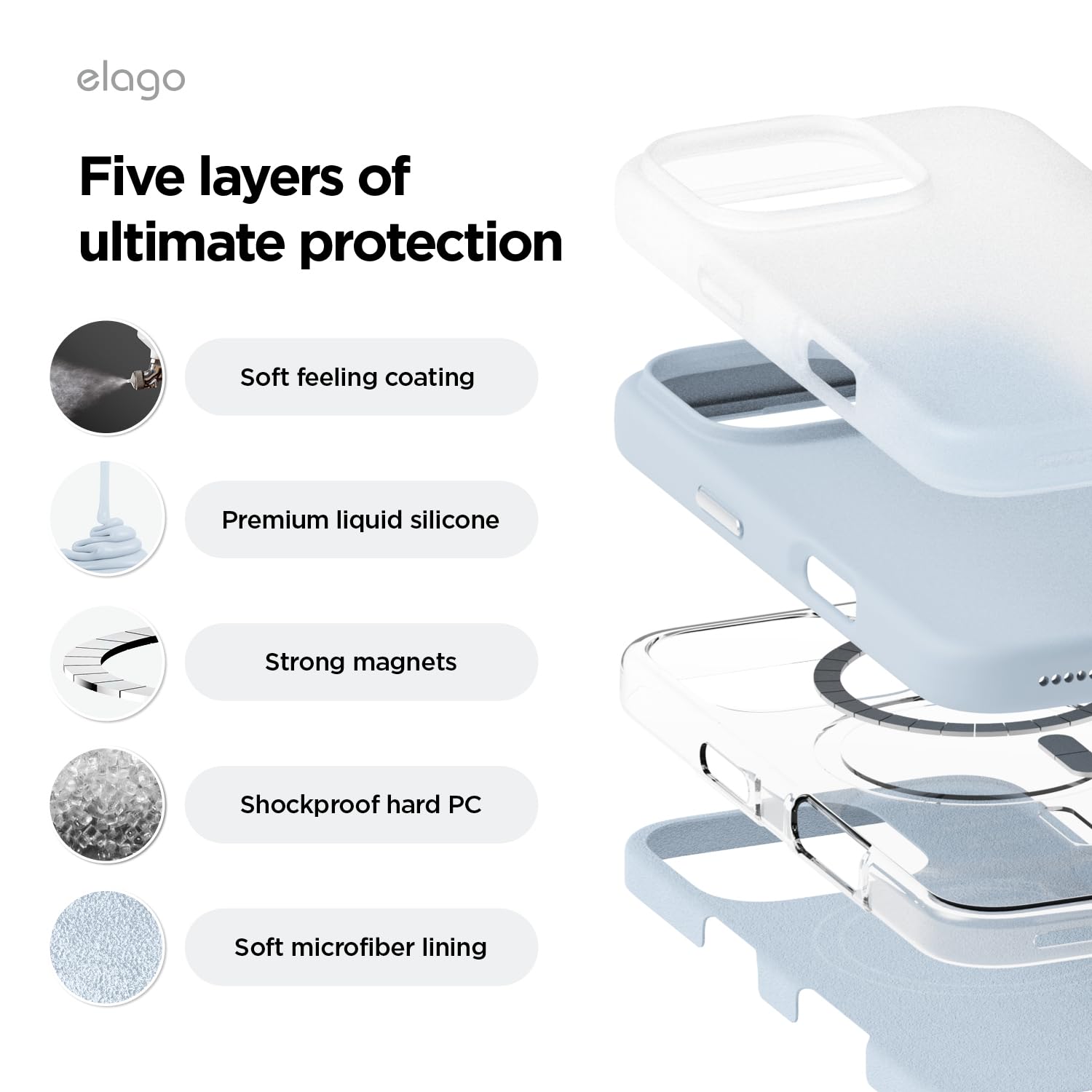 elago Magnetyczne silikonowe etui kompatybilne z iPhone 16 Pro 6.3 Inch, kompatybilne ze wszystkimi akcesoriami MagSafe, wbudowane magnesy, miękki silikon, odporne na wstrząsy