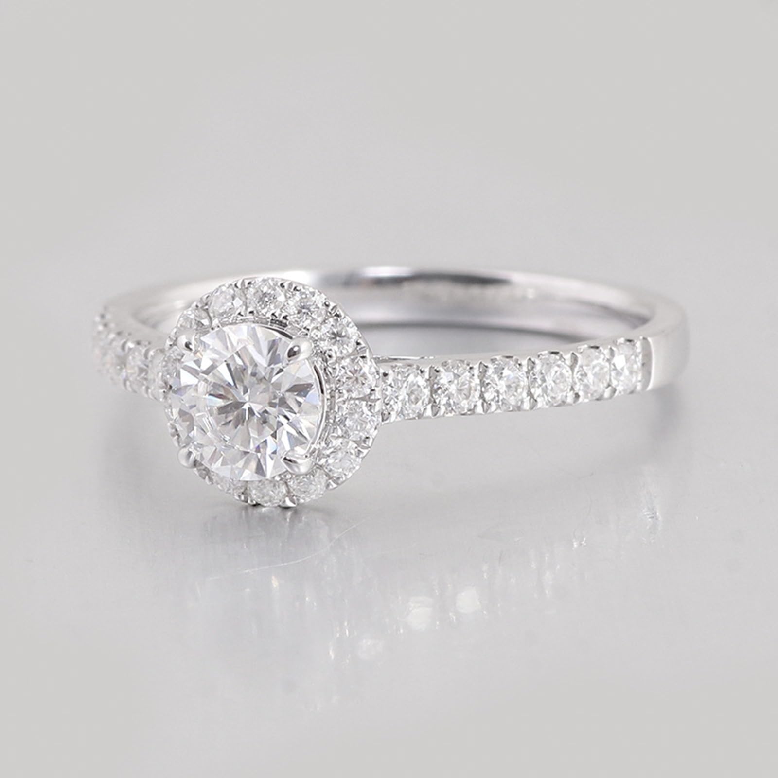 Pierścionek damski z białego złota próby 585, prawdziwe złoto, pierścionek zaręczynowy, pierścionek ślubny z grawerunkiem Moissanite 2ct D Color VVS1 pierścionek z zawieszką Halo Gold 14K dla