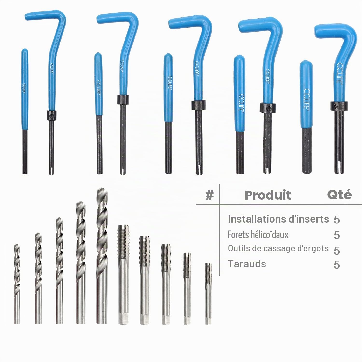 CCLIFE Douille filetée de réparation de Filetage, 131 Pièces M5 M6 M8 M10 M12