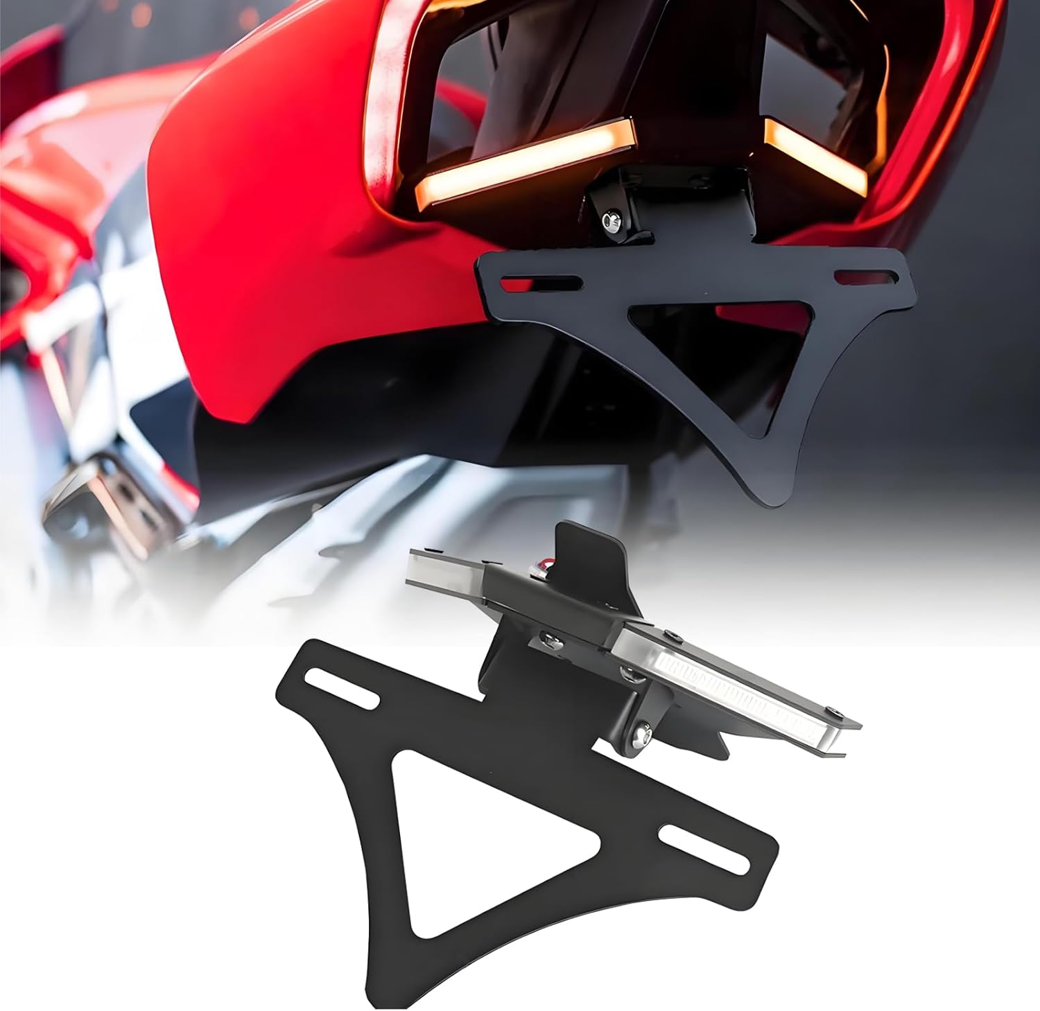 Motorcycle Fender Eliminator Compatible with Ducati Panigale V4 V2 V4S 2018-2024 Motorcycle Integrated License Plate Holder with Turn Signal Panigale V4 V2 Tail Tidy Fender Eliminator Kit