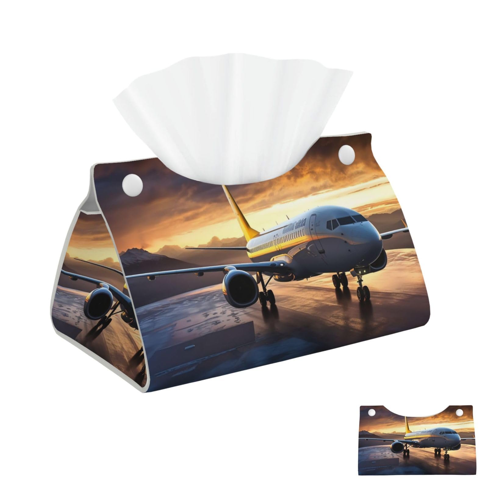 Airplane in the Evening Light Tissue Box Cover Square Cube Boxes