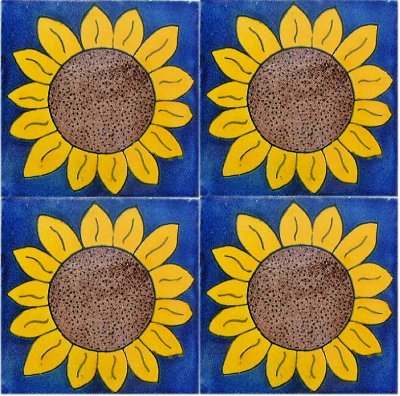 4.2x4.2 9 pcs Big Sunflower Talavera Mexican Tile